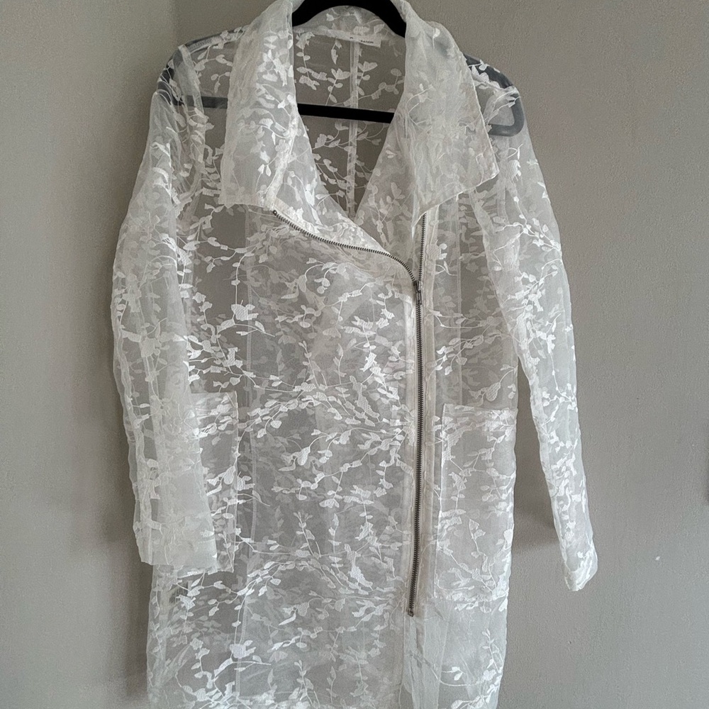BCBGeneration White Floral Sheer Jacket